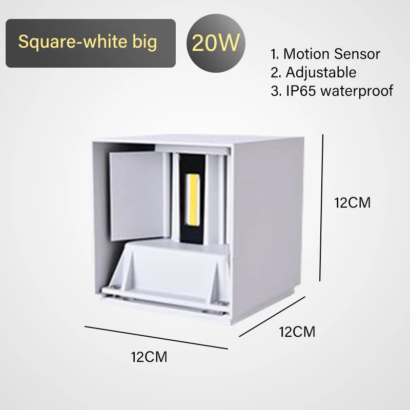 LED Wall Lamp with Motion Sensor – IP65 Waterproof