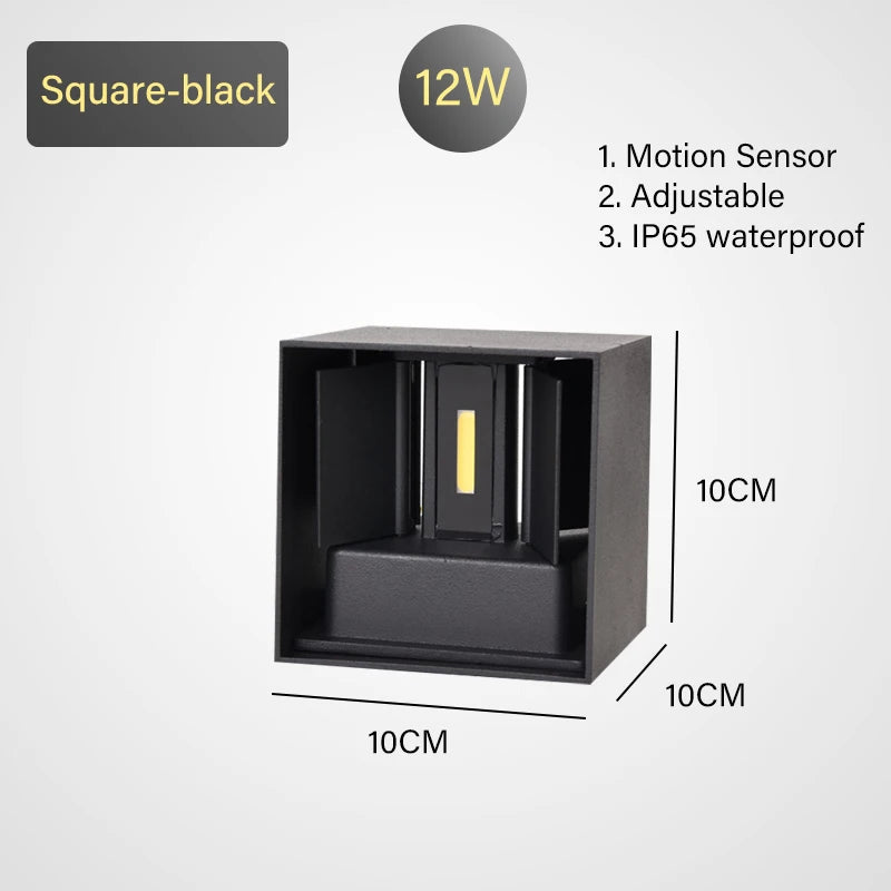 LED Wall Lamp with Motion Sensor – IP65 Waterproof