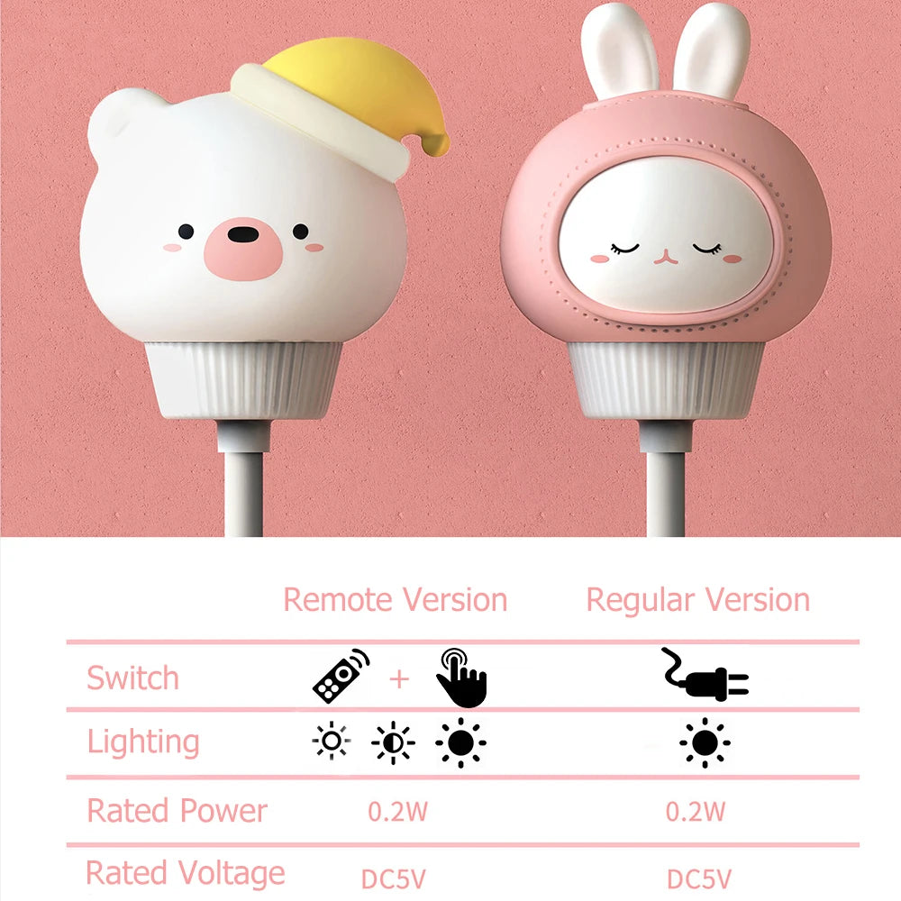 CuddleGlow Night Light – Cute USB Lamp with Remote for Kids & Babies