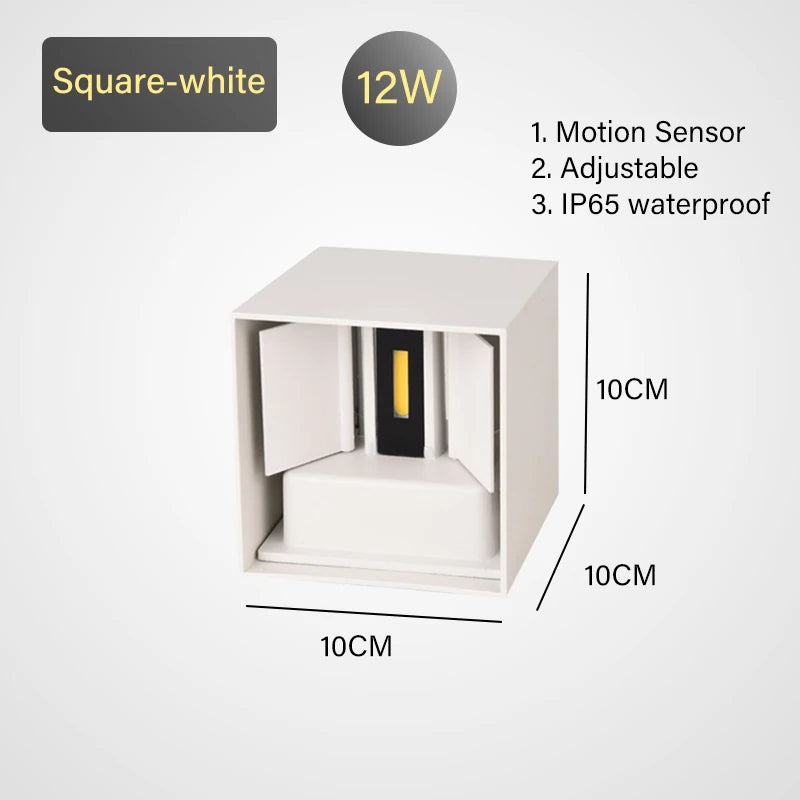 LED Wall Lamp with Motion Sensor – IP65 Waterproof