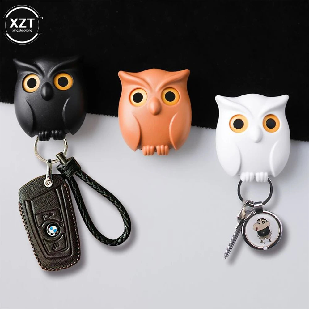 Creative Owl Magnetic Key Holder Eye-Opening Wall Hook for Home Decor