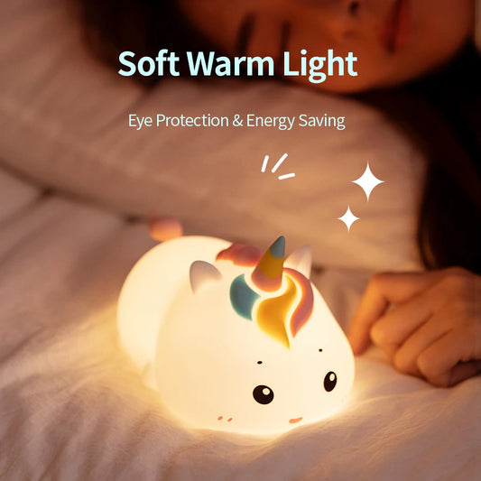 Rechargeable Silicone Unicorn LED Night Lamp