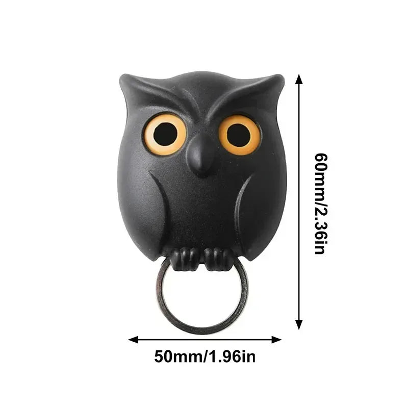 Owl Magnetic Key Hook โ Auto Blinking & No-Punch Wall Decor