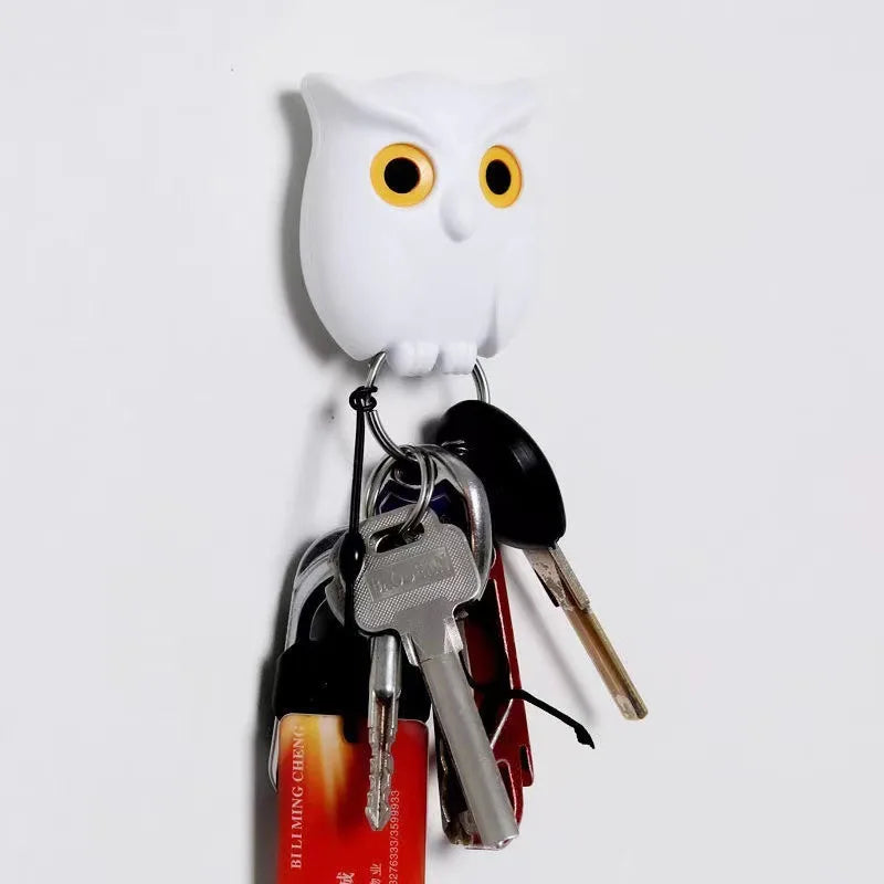 Owl Magnetic Key Hook โ Auto Blinking & No-Punch Wall Decor