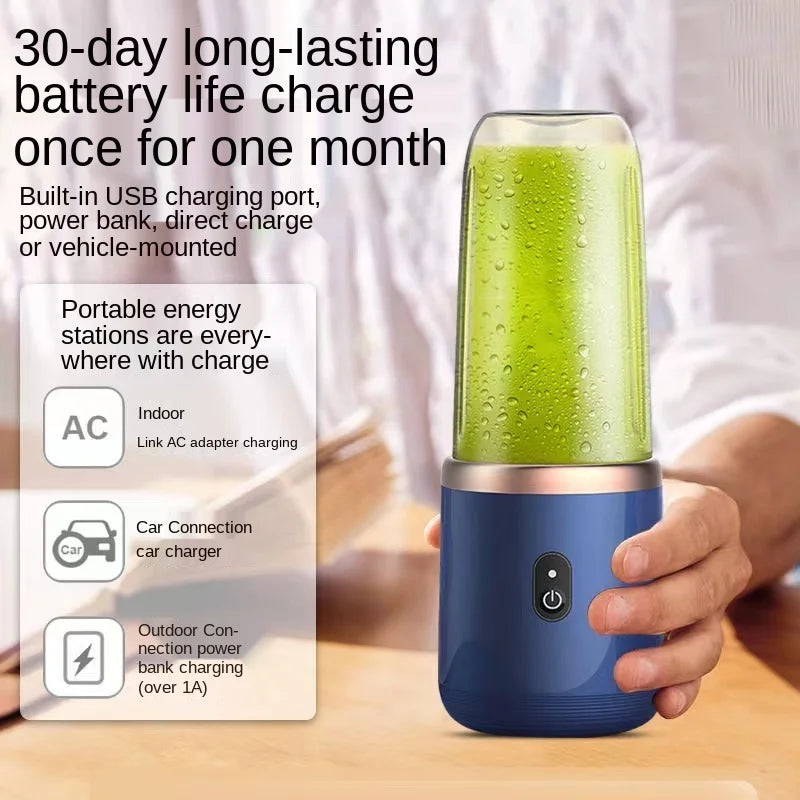 Portable USB Rechargeable Fruit Juicer 6-Blade Mini Blender Bottle