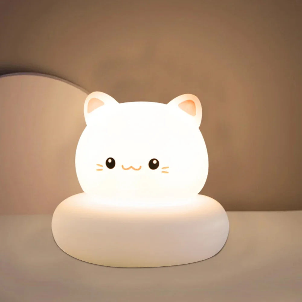 Cute Animal Night Light 3-Level Dimmable Nursery Lamp, USB Rechargeable
