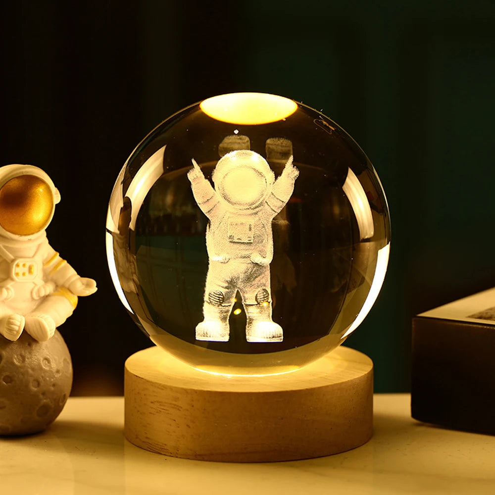 3D Crystal Ball Night Light with Kuromi & Hello Kitty Figures