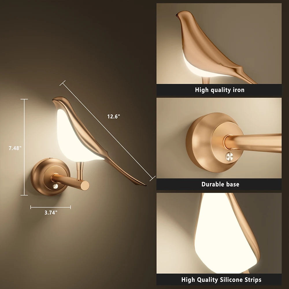 Nordic Rotatable Golden Bird LED Wall Lamp
