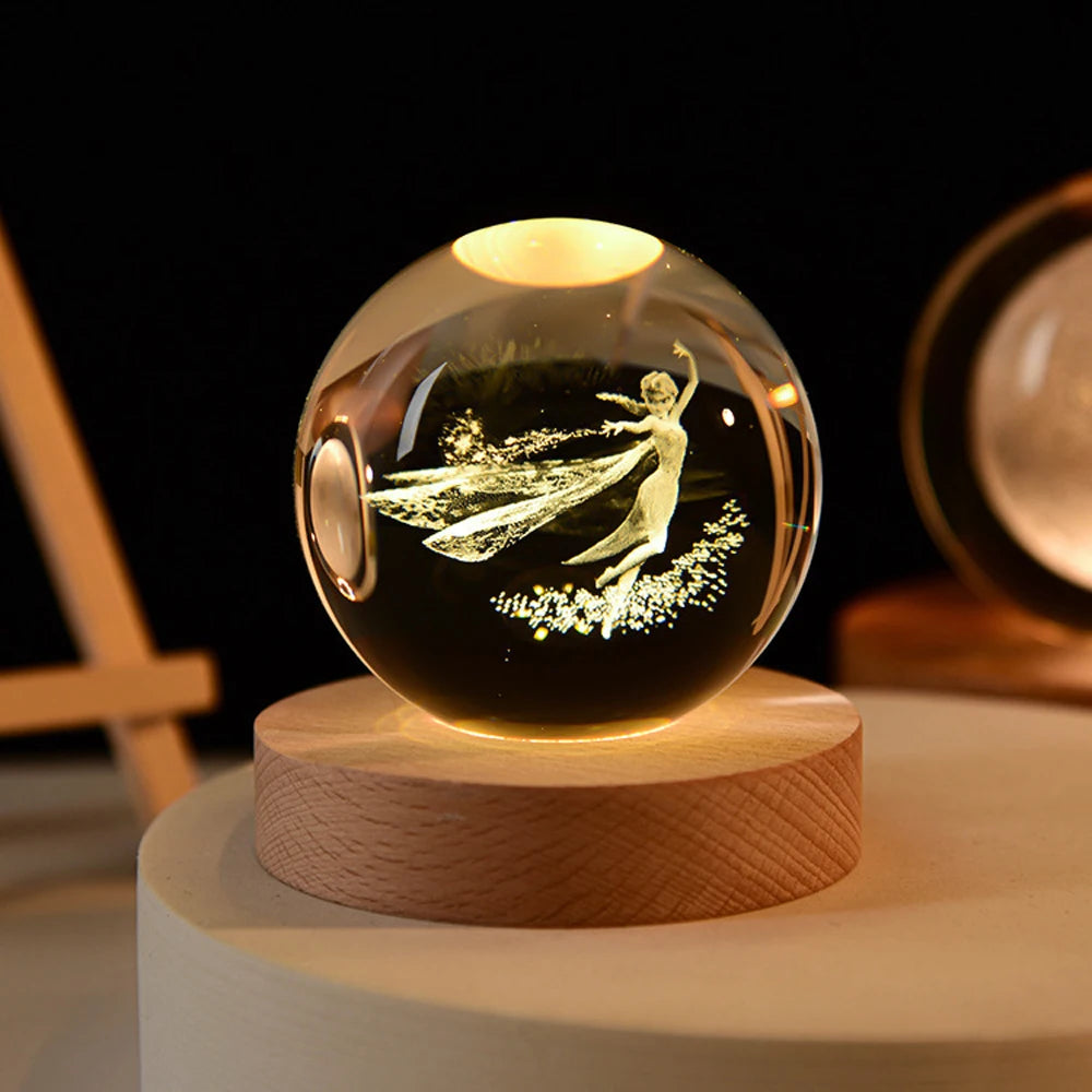 3D Crystal Ball Night Light with Kuromi & Hello Kitty Figures
