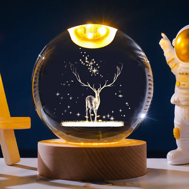 LED Galaxy Crystal Ball Night Light – Solar System 3D Milky Way