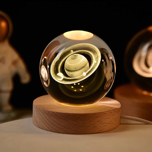 LED Galaxy Crystal Ball Night Light – Solar System 3D Milky Way