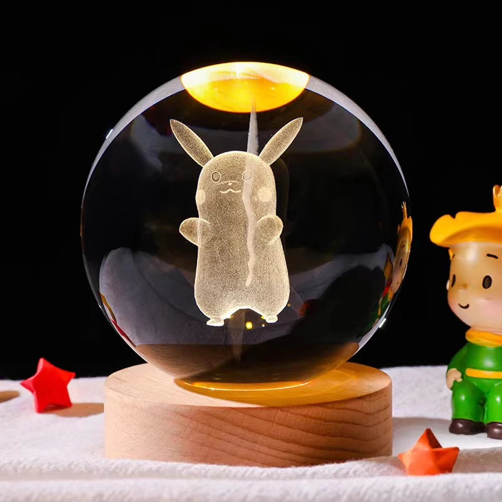 3D Crystal Ball Night Light with Kuromi & Hello Kitty Figures