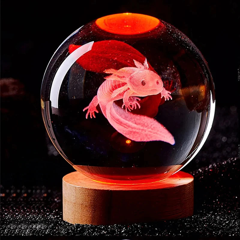 3D Axolotl Crystal Ball Night Light