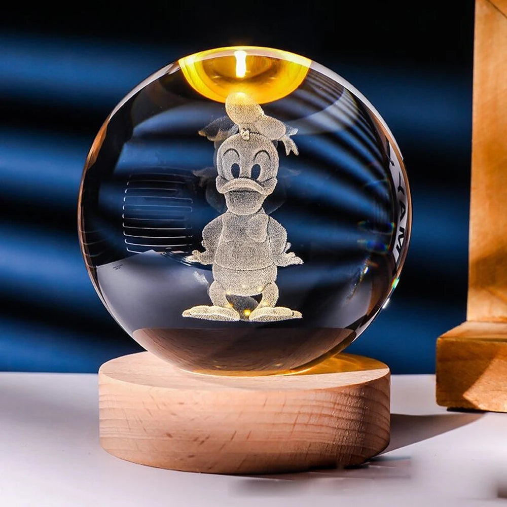 3D Crystal Ball Night Light with Kuromi & Hello Kitty Figures