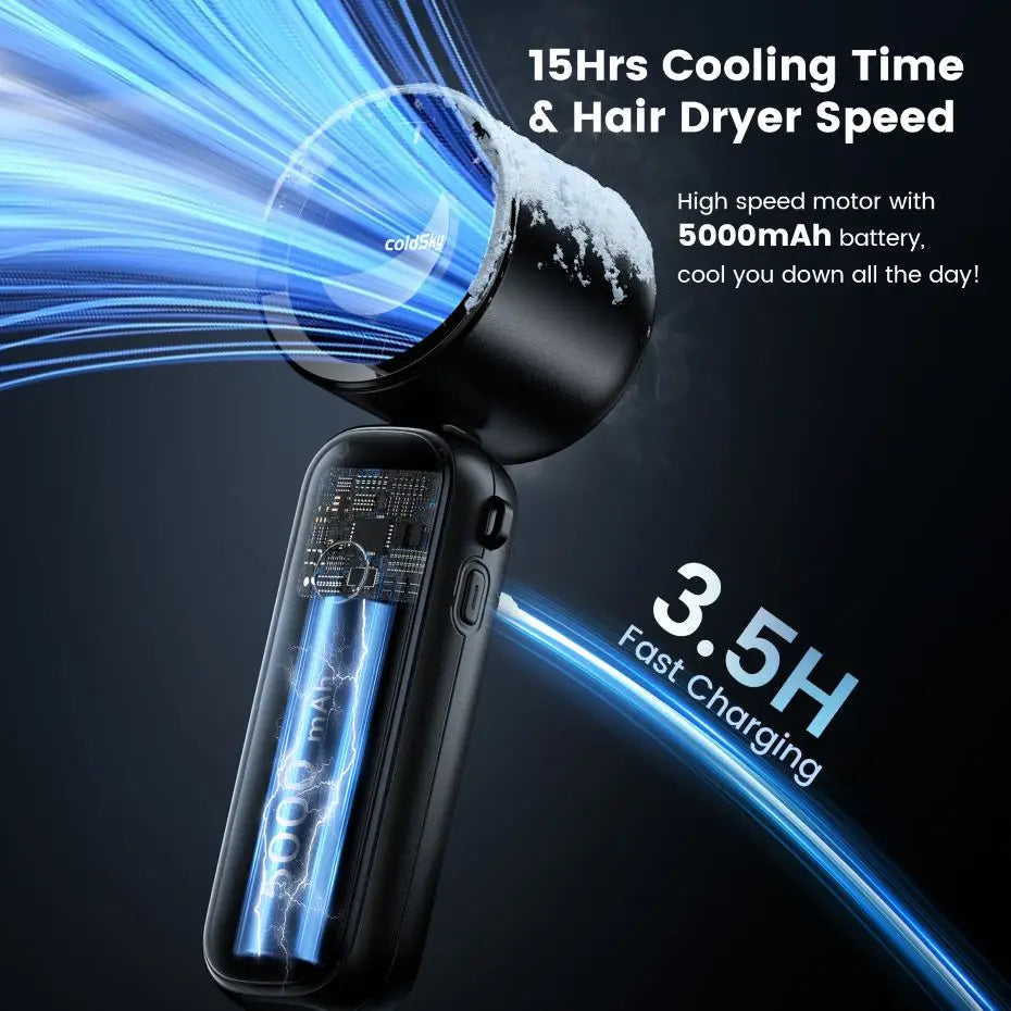 Portable Turbo Fan, 5000mAh, 6 Speeds