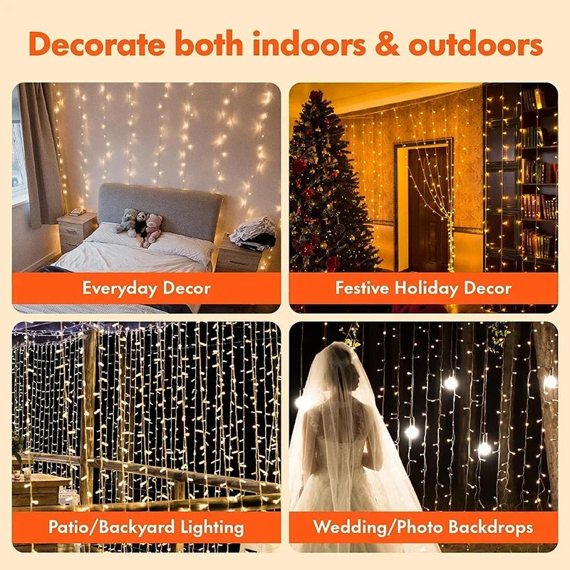 LED Curtain Fairy String Lights 8 Lighting Modes