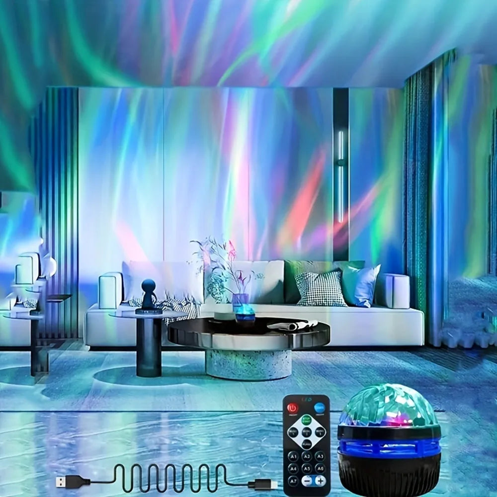 LED Northern Lights & Starry Sky Projector โ Remote Control, Auto-Rotate, Multi-Style Galaxy Lamp for Home & Party Decor