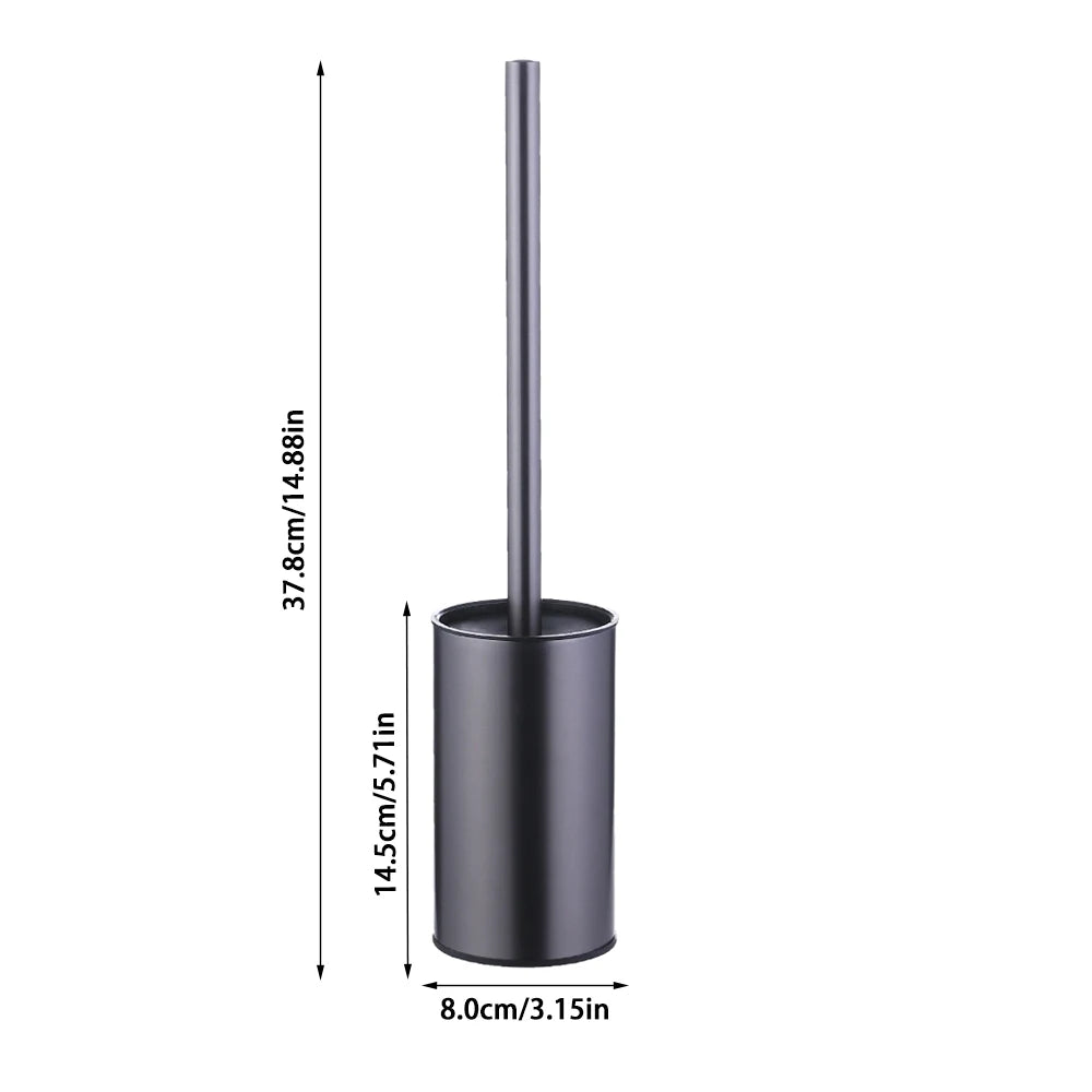 Vertical Matt Black Toilet Brush Holder Set