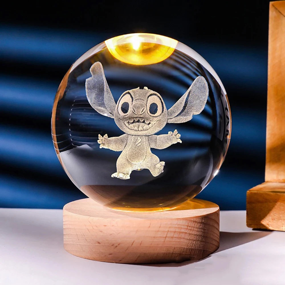3D Crystal Ball Night Light with Kuromi & Hello Kitty Figures
