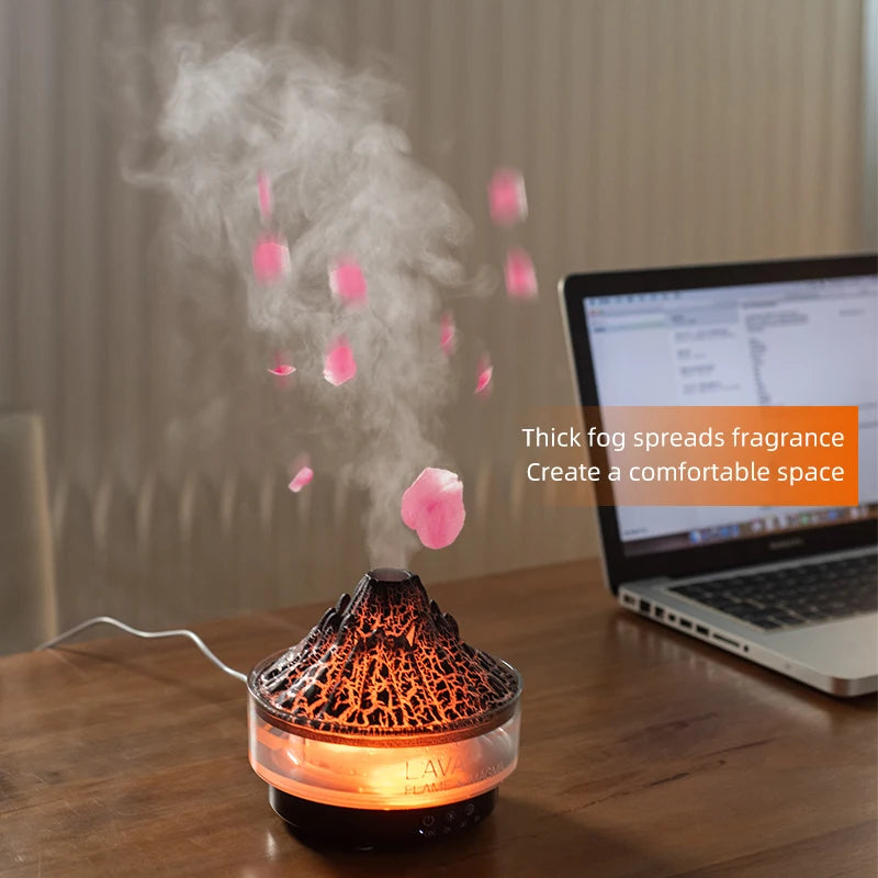 Volcano Effect Air Humidifier | Diffuser with Remote & Lights