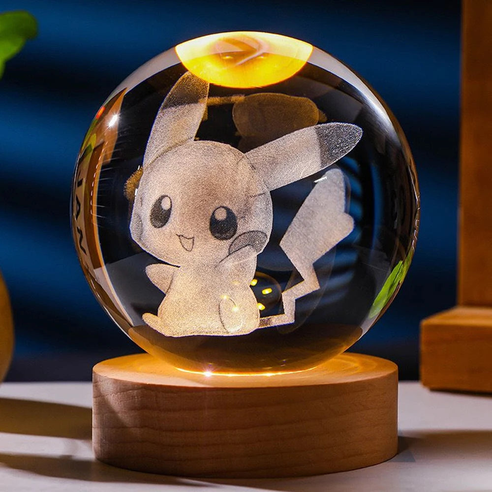 3D Crystal Ball Night Light with Kuromi & Hello Kitty Figures
