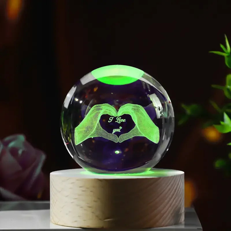 Love Crystal Globe with Light