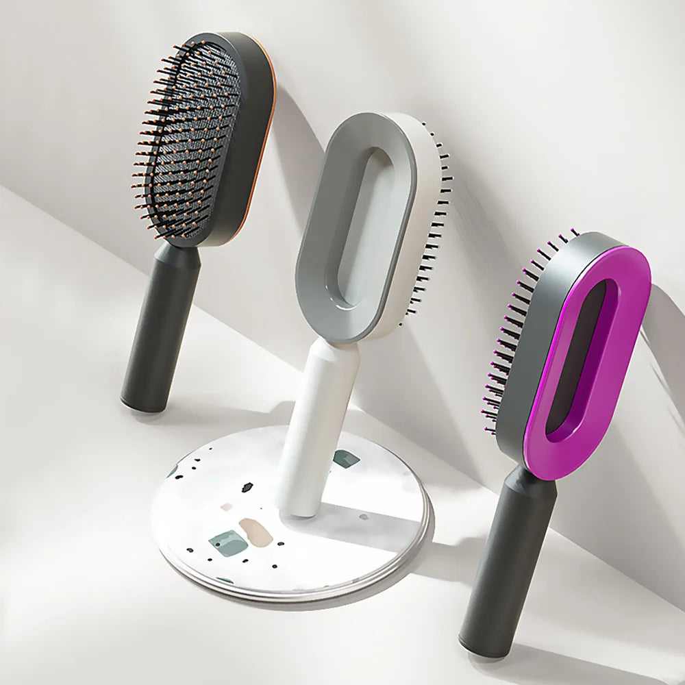 Self Cleaning Airbag Hairbrush Massage Comb for Wet, Dry & Curly Hair
