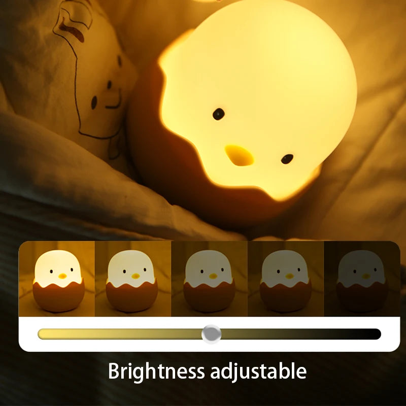 Eggshell Chicken LED Night Light with Touch Control & Rechargeable