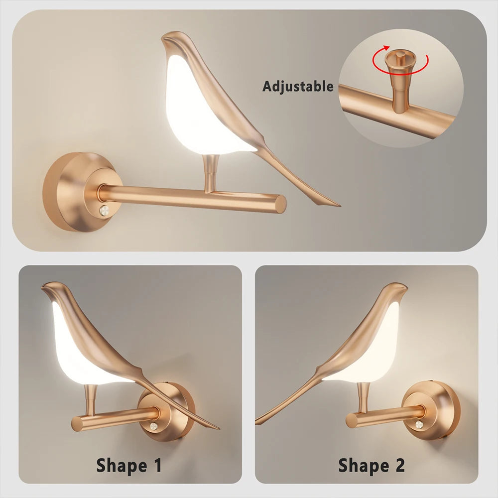 Nordic Rotatable Golden Bird LED Wall Lamp