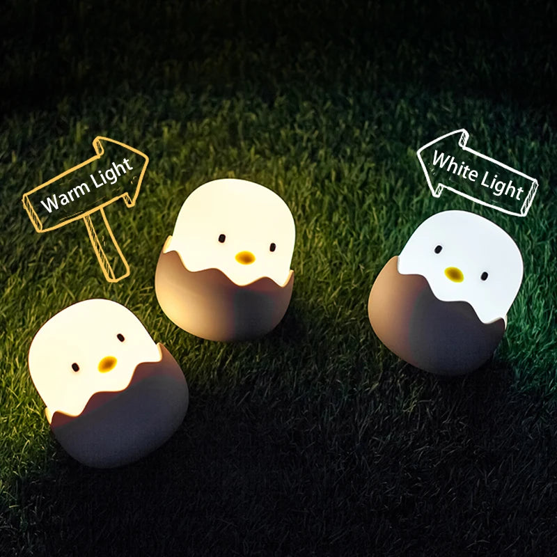 Eggshell Chicken LED Night Light with Touch Control & Rechargeable