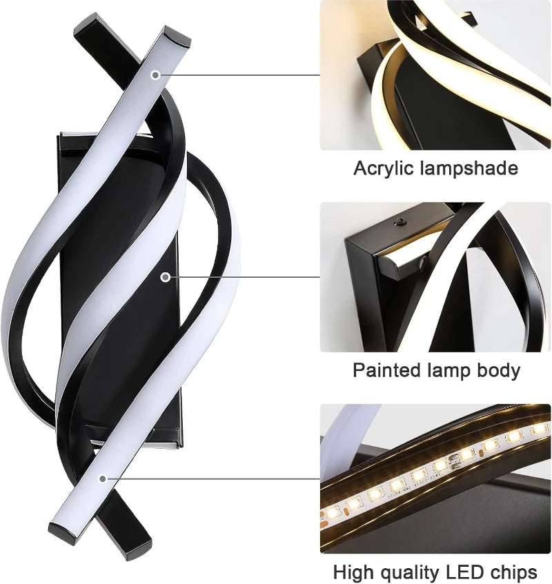Curved Spiral LED Wall Lamp