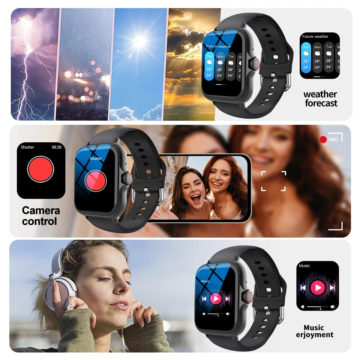 Smartwatch with Multi-Sport Mode & App Alerts