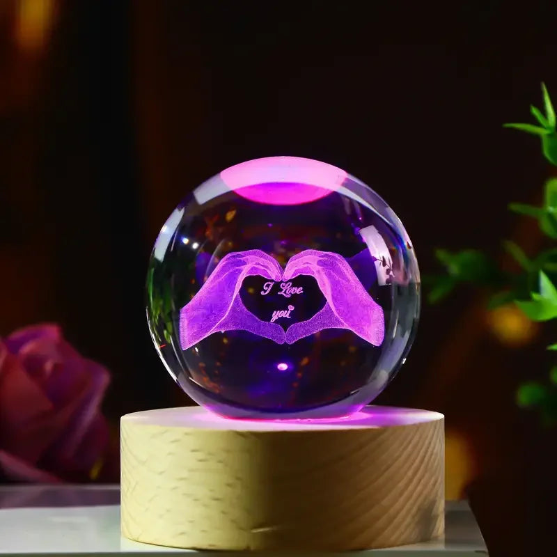 Love Crystal Globe with Light