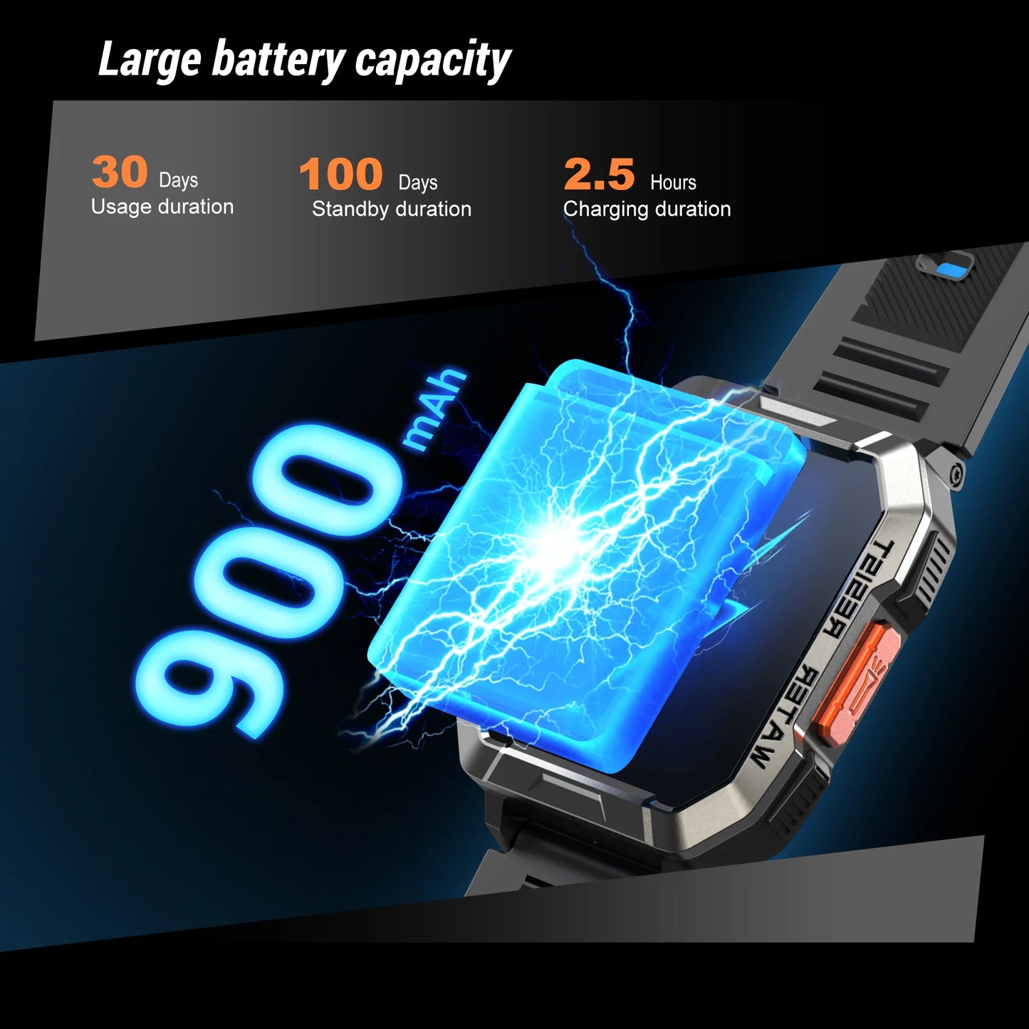 Menβs Outdoor Fitness Smart Watch β 2.01β HD Screen