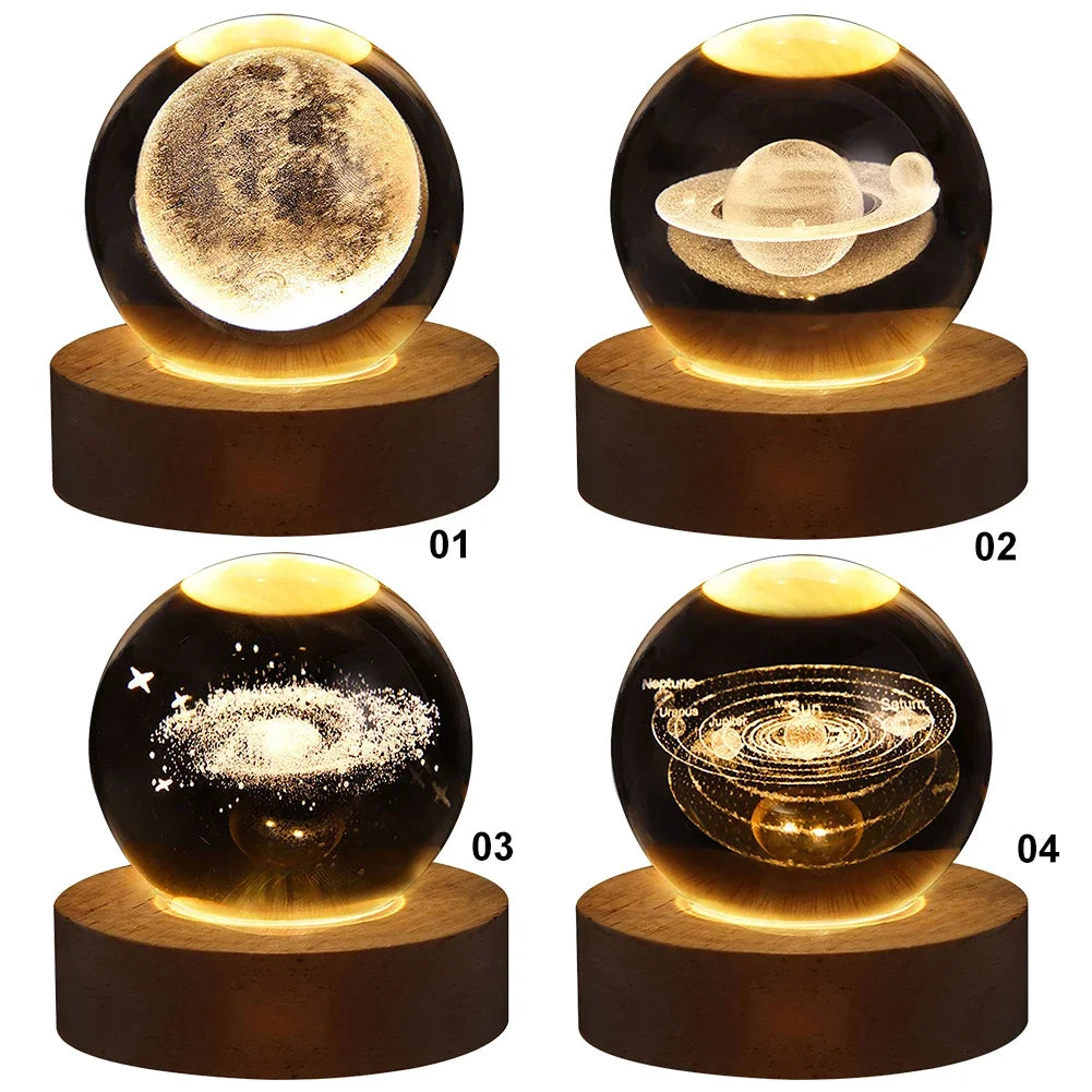 3D Axolotl Crystal Ball Night Light