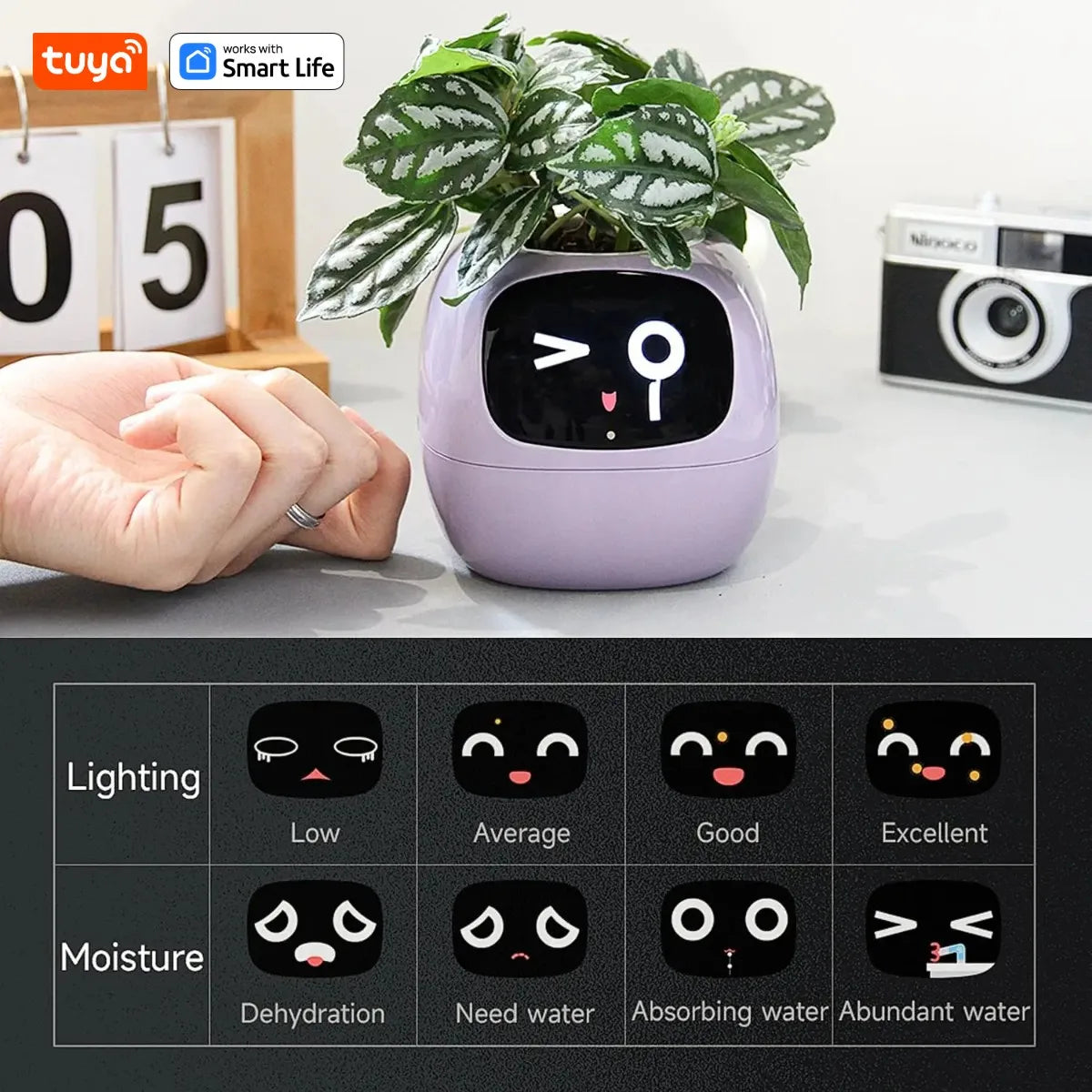 Smart Planter AI Plant Pot with 49+ Expressions & 7 Sensors