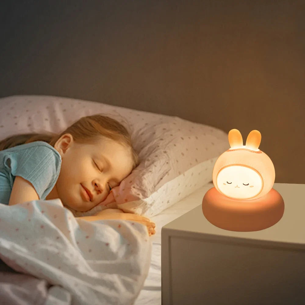 Cute Animal Night Light 3-Level Dimmable Nursery Lamp, USB Rechargeable