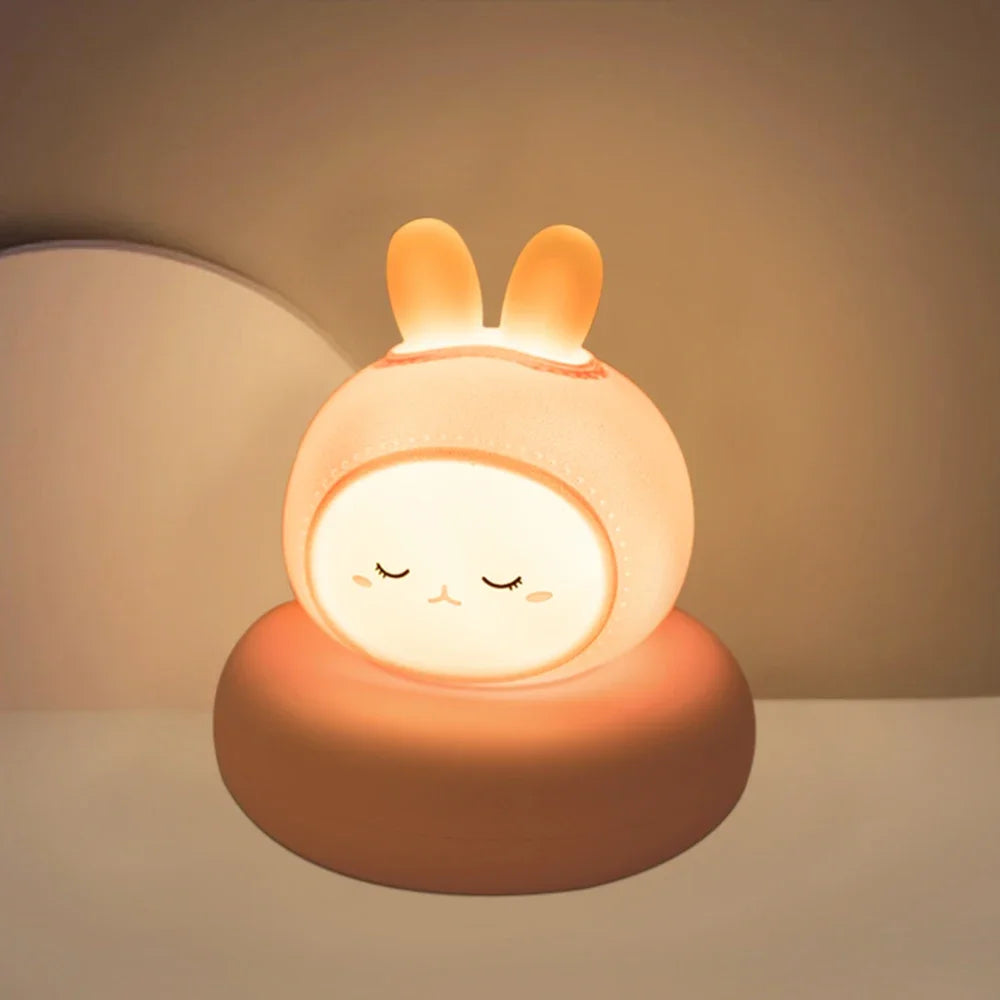 Cute Animal Night Light 3-Level Dimmable Nursery Lamp, USB Rechargeable