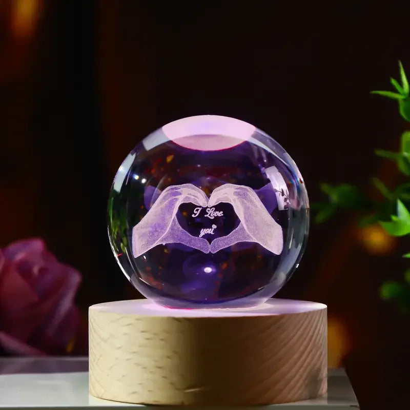 Love Crystal Globe with Light