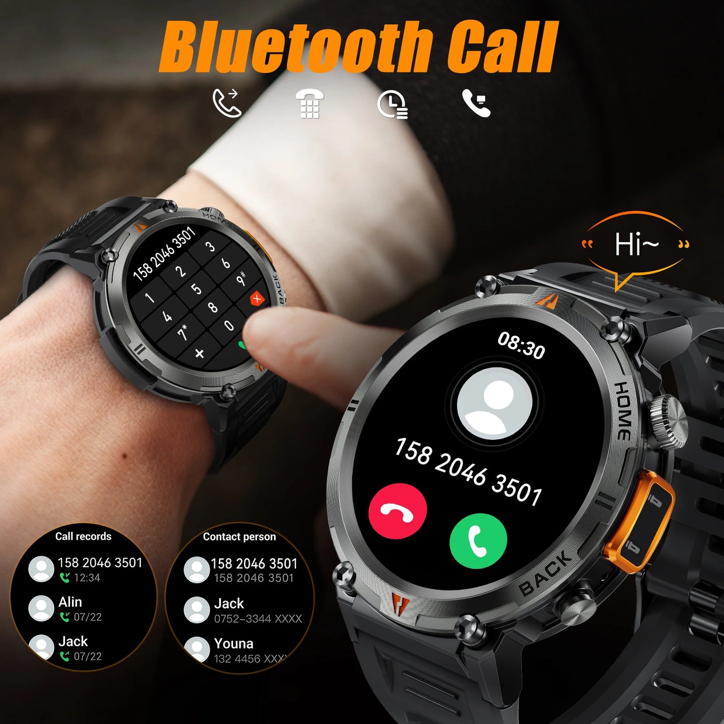Men’s Smart Watch Waterproof 3ATM, Bluetooth Calling, Health Tracking
