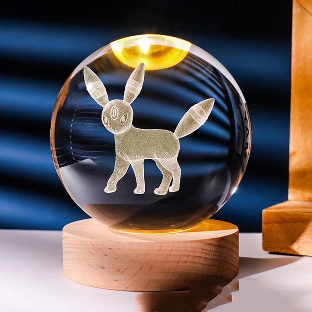 3D Crystal Ball Night Light with Kuromi & Hello Kitty Figures