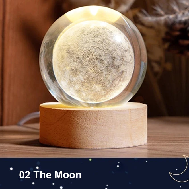 LED Galaxy Crystal Ball Night Light – Solar System 3D Milky Way
