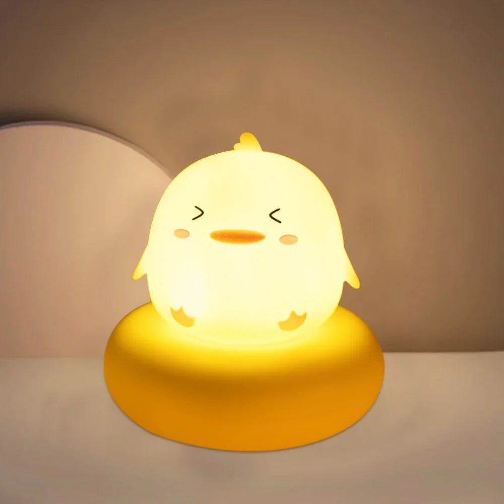 Cute Animal Night Light 3-Level Dimmable Nursery Lamp, USB Rechargeable