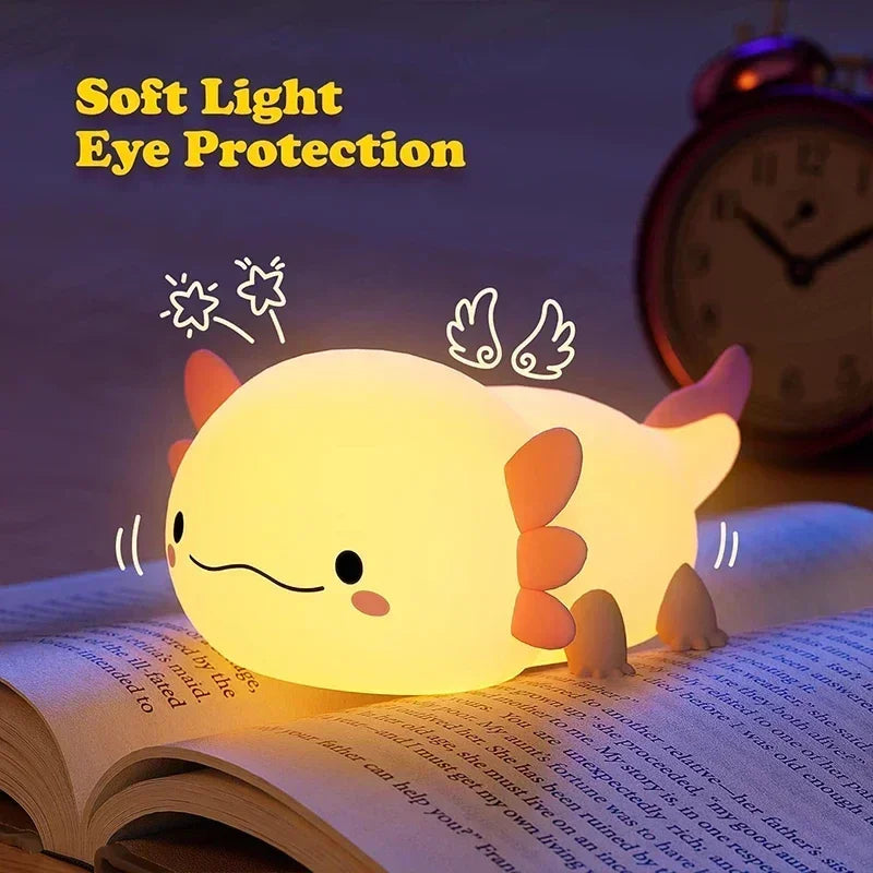 Cute Axolotl Silicone Night Light – Touch Control & USB Rechargeable