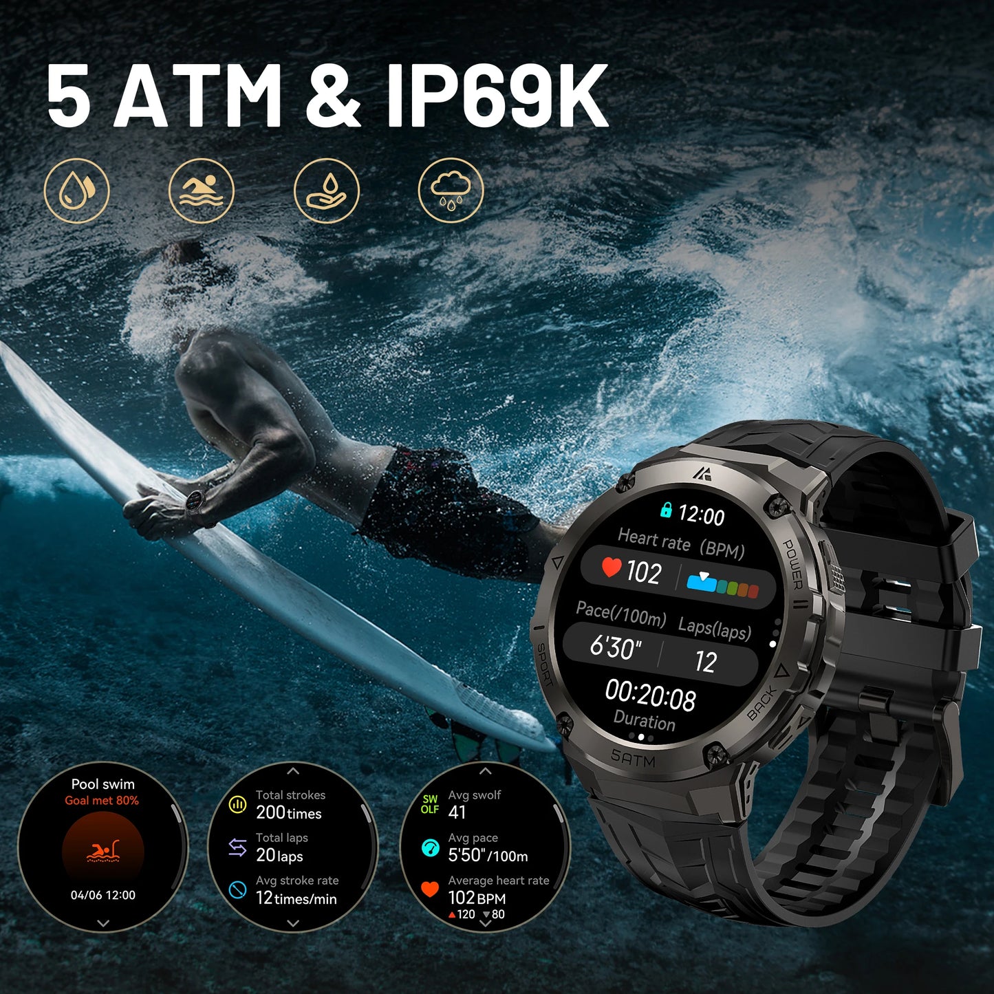 Military-Grade GPS Smartwatch for Men