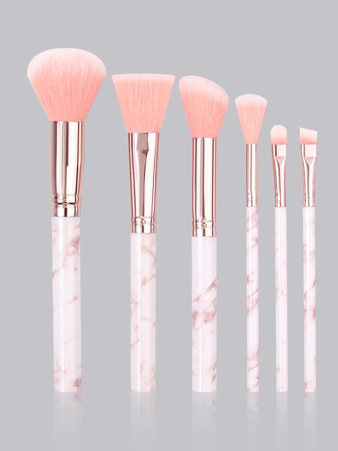 12PCS Pink Makeup Set β 6 Marble Brushes + 3 Soft Makeup Eggs + 3 Setting Puffs