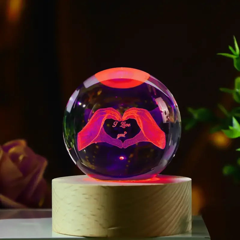 Love Crystal Globe with Light
