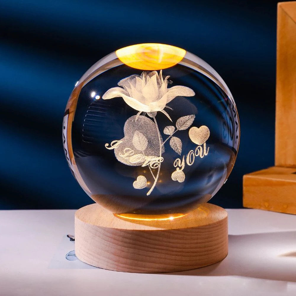 3D Crystal Ball Night Light with Kuromi & Hello Kitty Figures