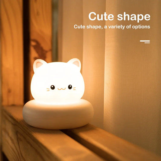 Cute Animal Night Light 3-Level Dimmable Nursery Lamp, USB Rechargeable