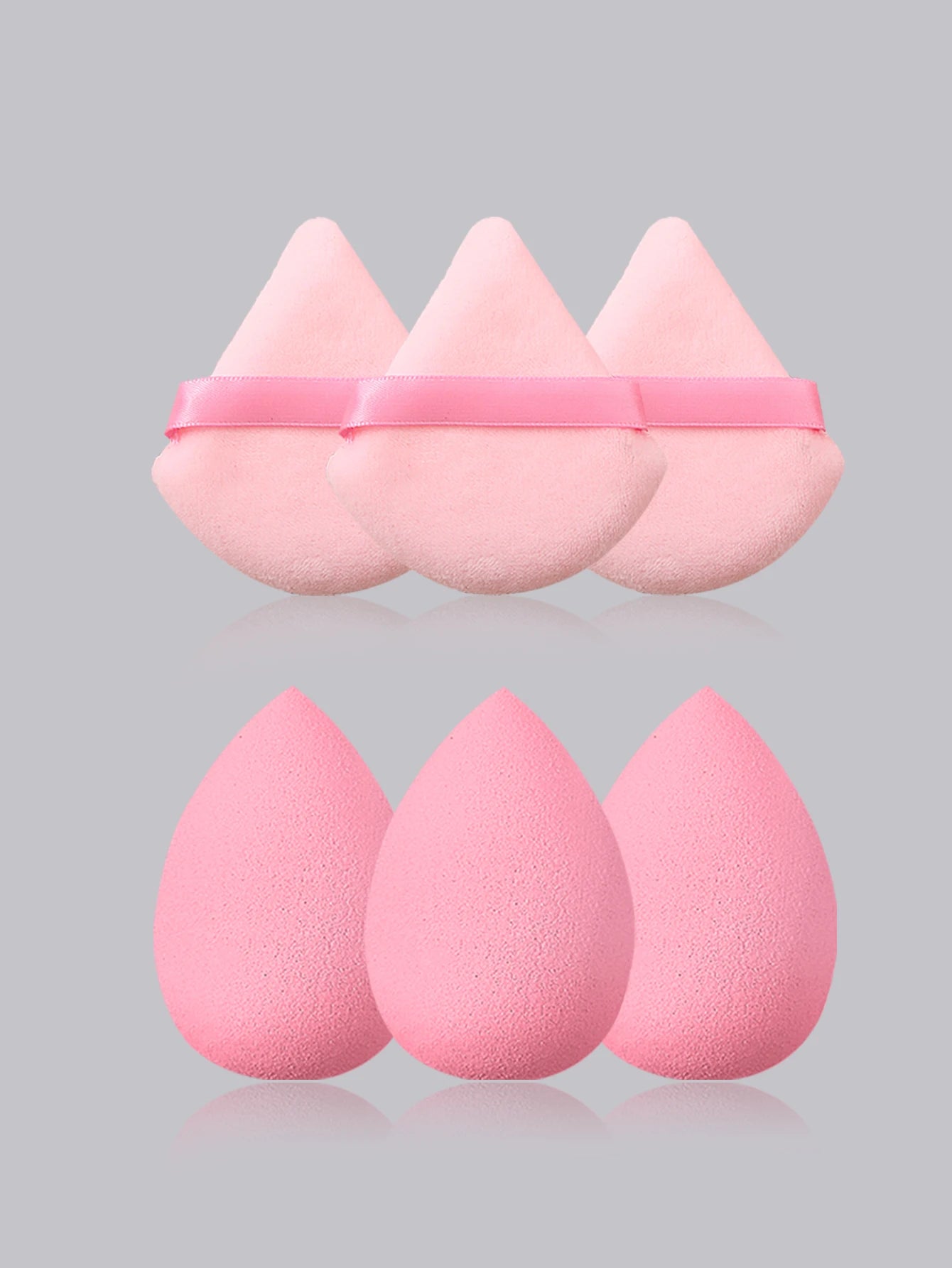 12PCS Pink Makeup Set β 6 Marble Brushes + 3 Soft Makeup Eggs + 3 Setting Puffs